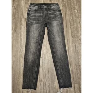 Judy Blue Womens Skinny Fit Size 5/27 Black Style JB84154 Whiskering Raw Hem